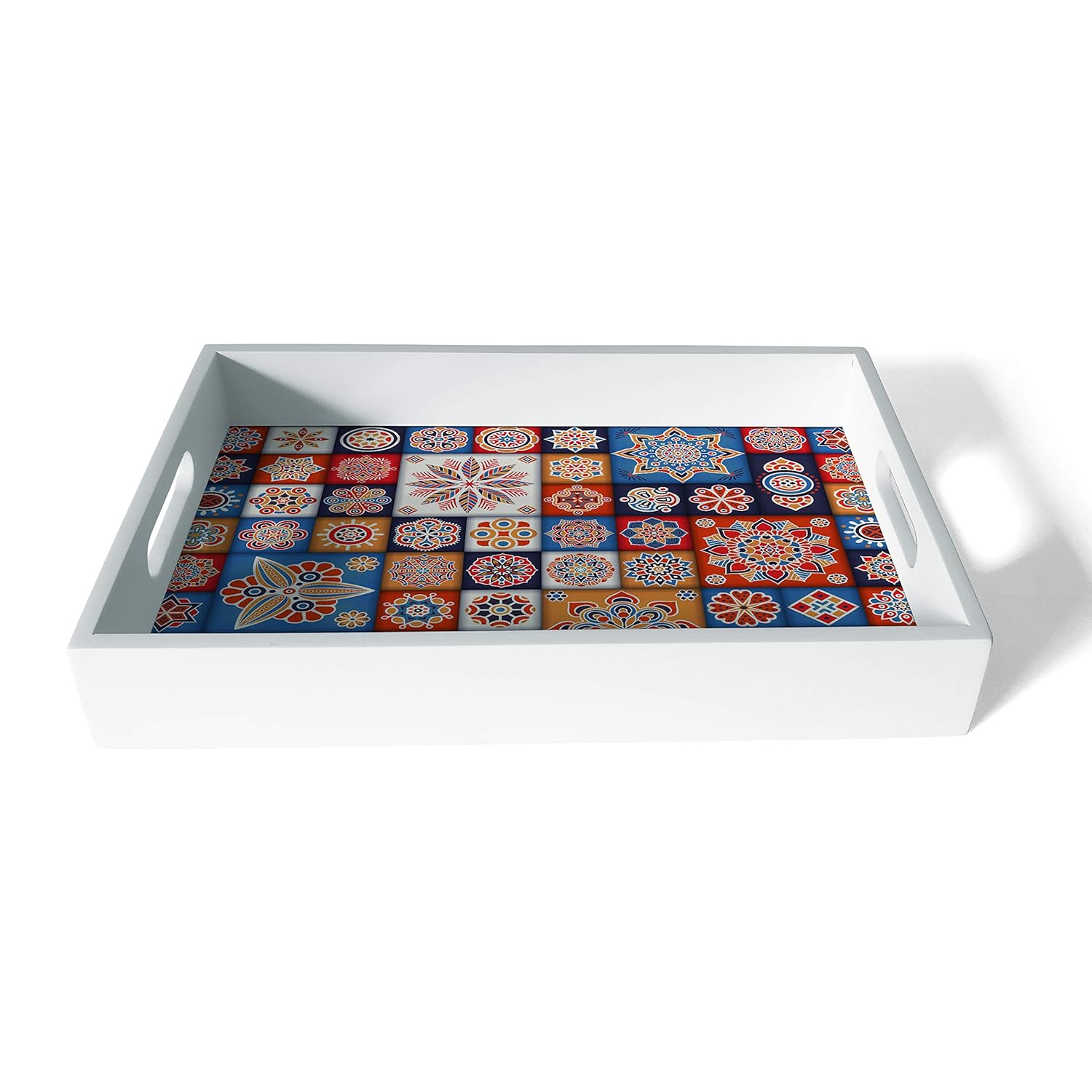 Mosaic White Wooden Serving Tray