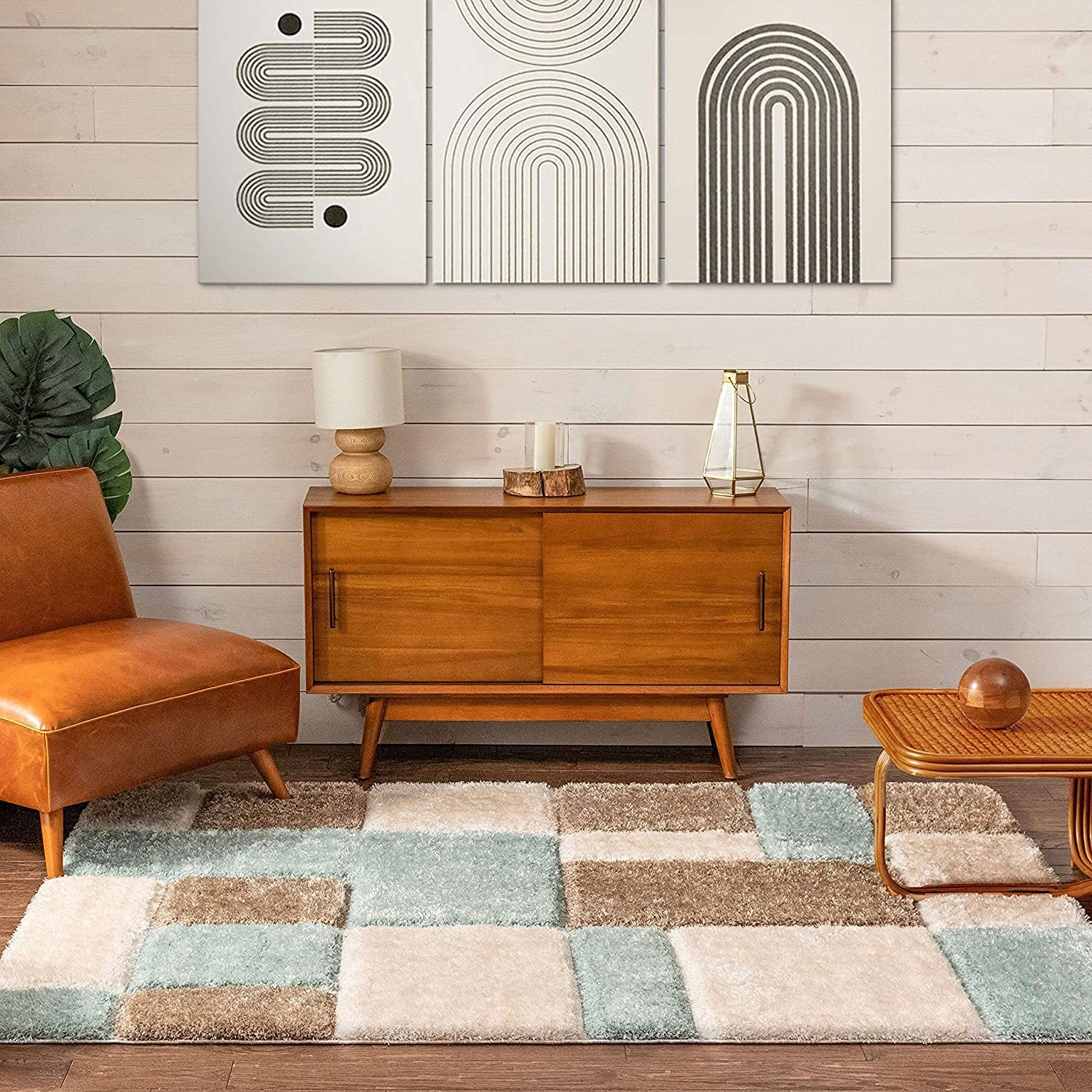 Earthy Elegance Checkered Rug