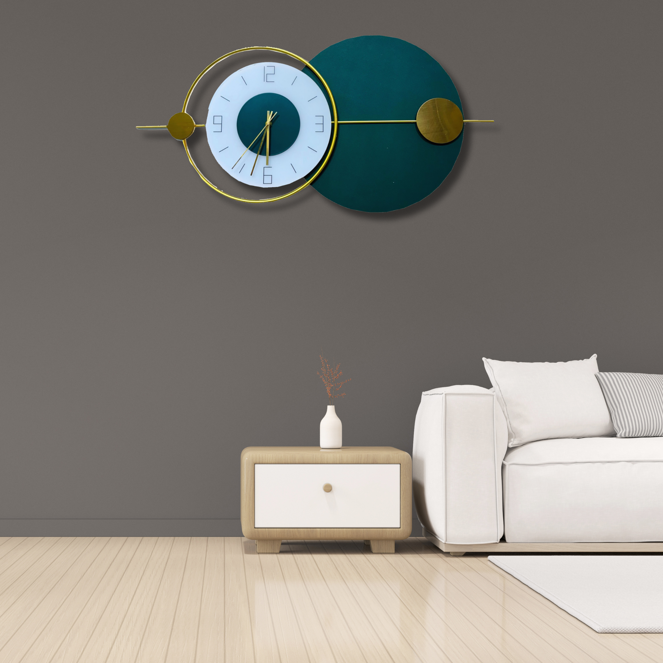 Sophisticated Modern Minimalist Wall Clock with Geometric Design (80x40cm)