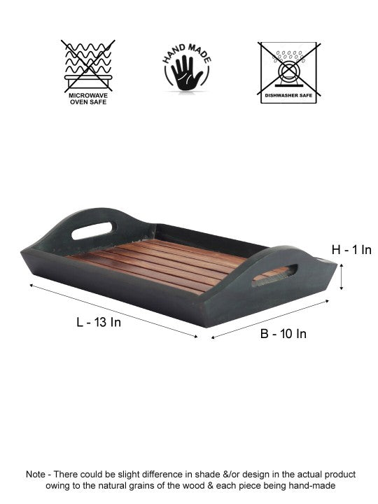 Compact Wooden Slatted Serving Tray