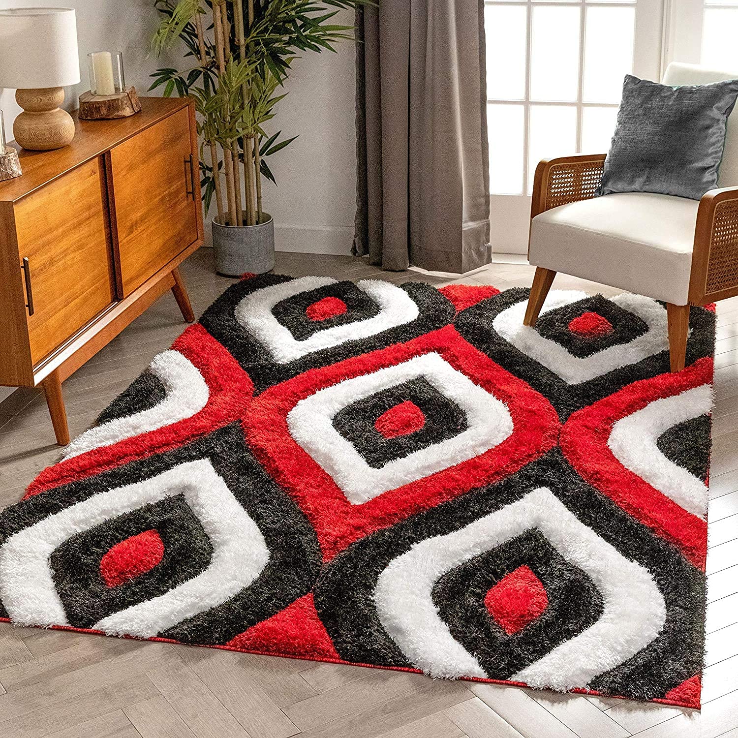 Bold Geometric Concentric Squares Rug - Rugs at Nestern