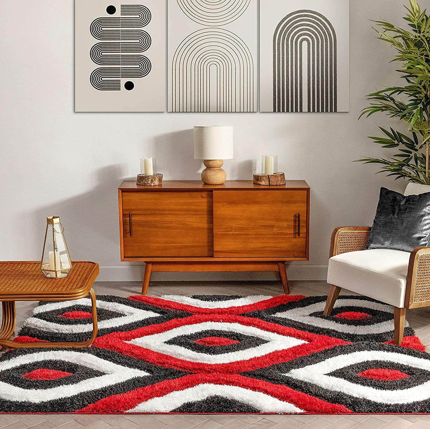 Bold Geometric Concentric Squares Rug - Rugs at Nestern