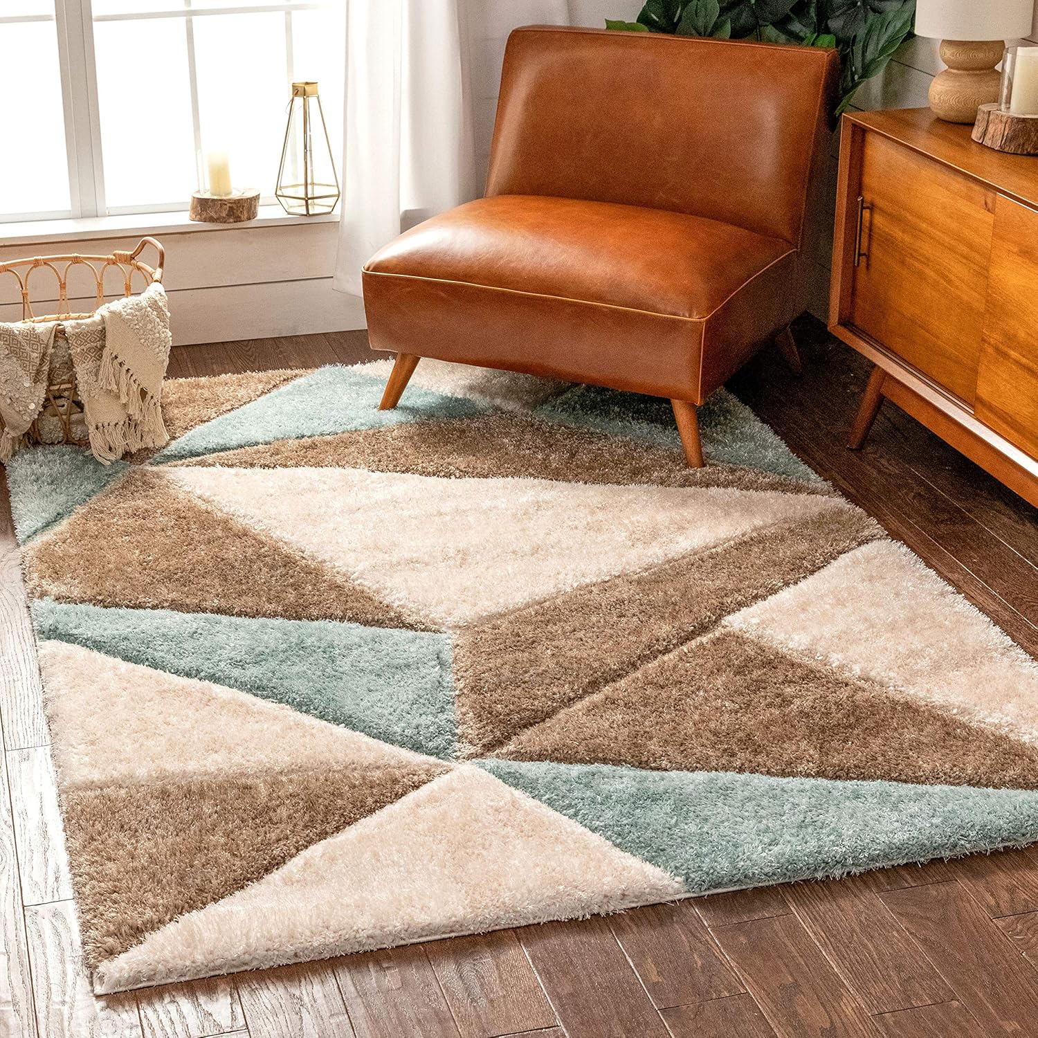 Tri-Tone Geometric Harmony Rug