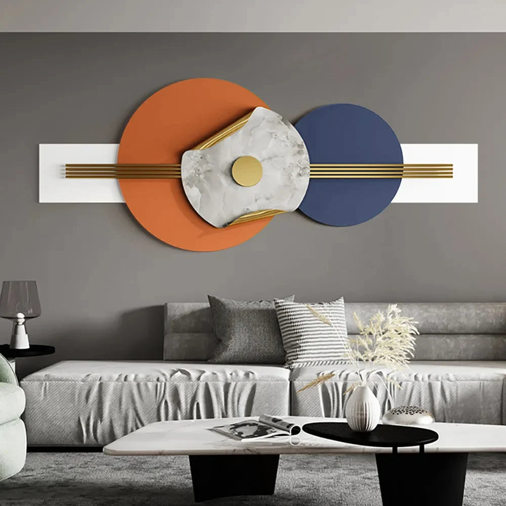 Modern Geometric Wall Art(Orange and Blue)