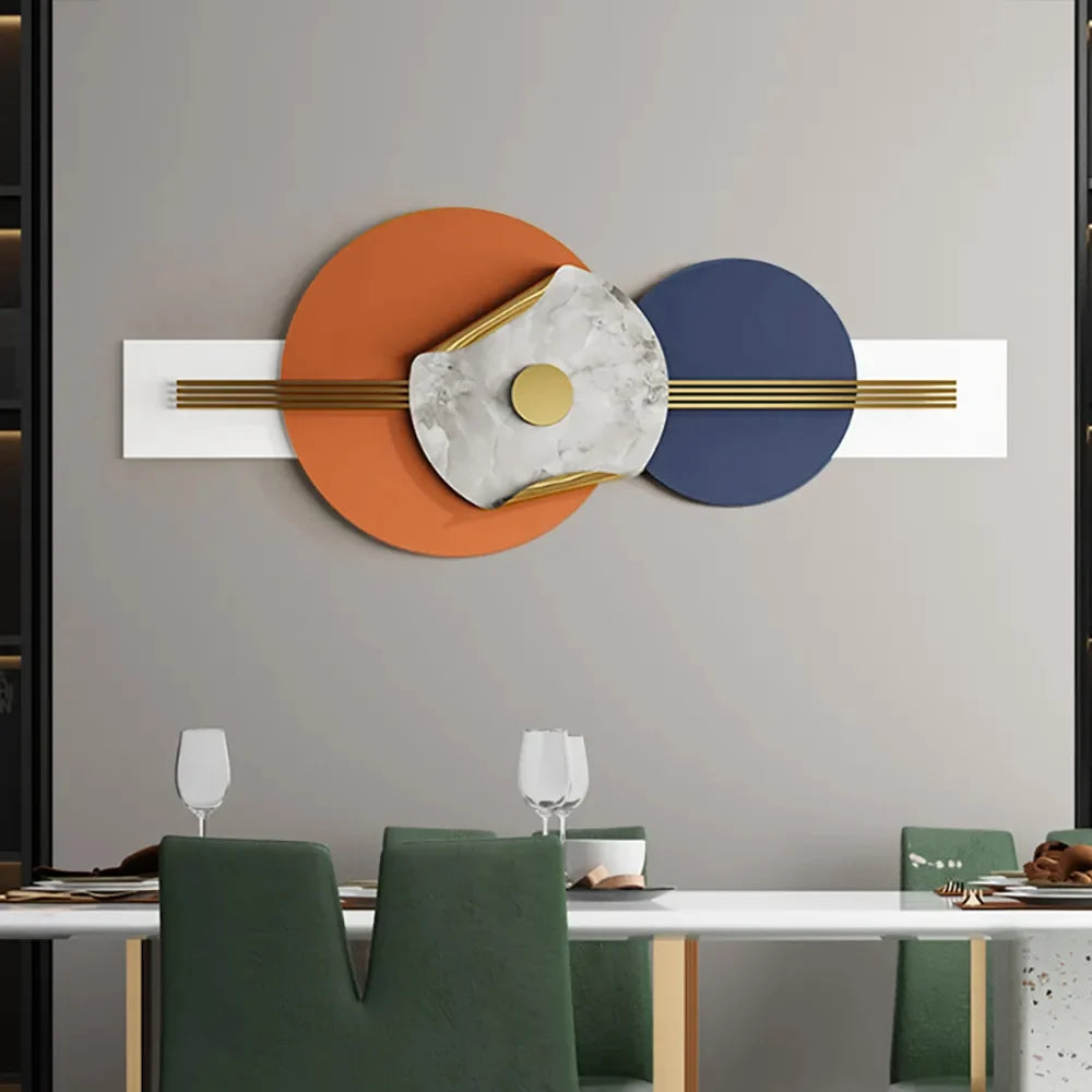 Modern Geometric Wall Art(Orange and Blue)