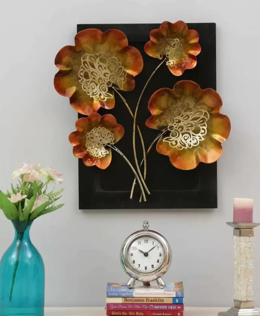 Radiant Golden Brown Floral Wall Art