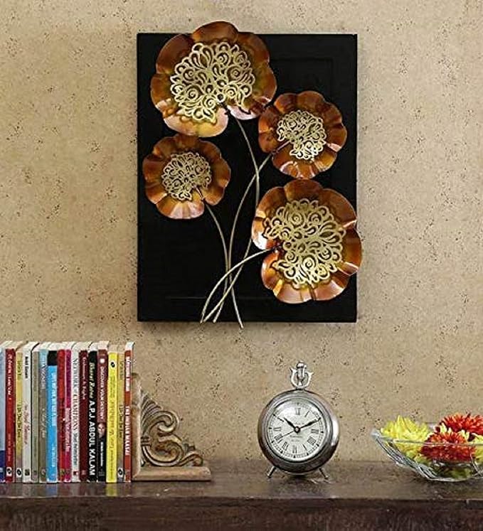 Radiant Golden Brown Floral Wall Art