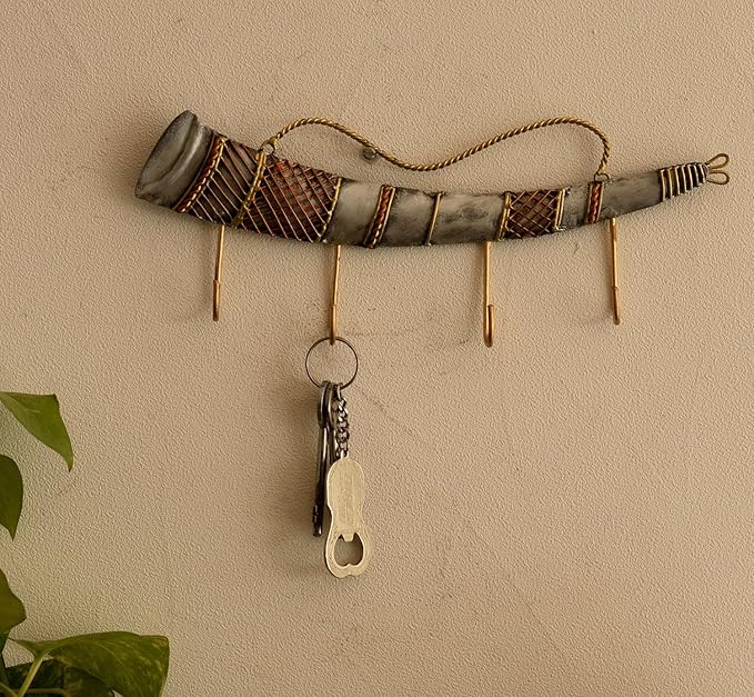 Rustic Horn Wall Hook Rack