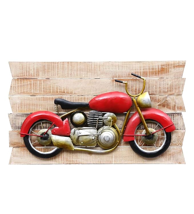 Vintage Red Motorcycle Wall Art