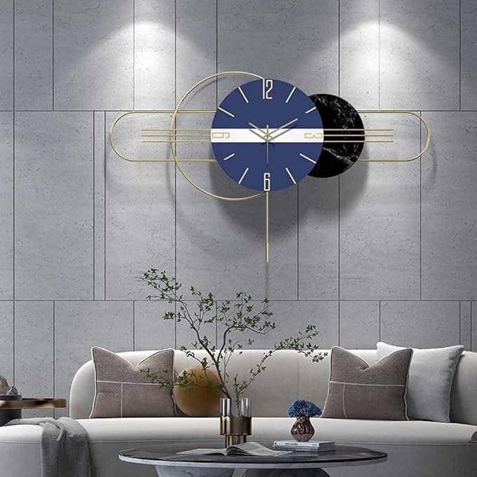 Metal Muse - Large Blue Wall Clock with Artistic Inspiration