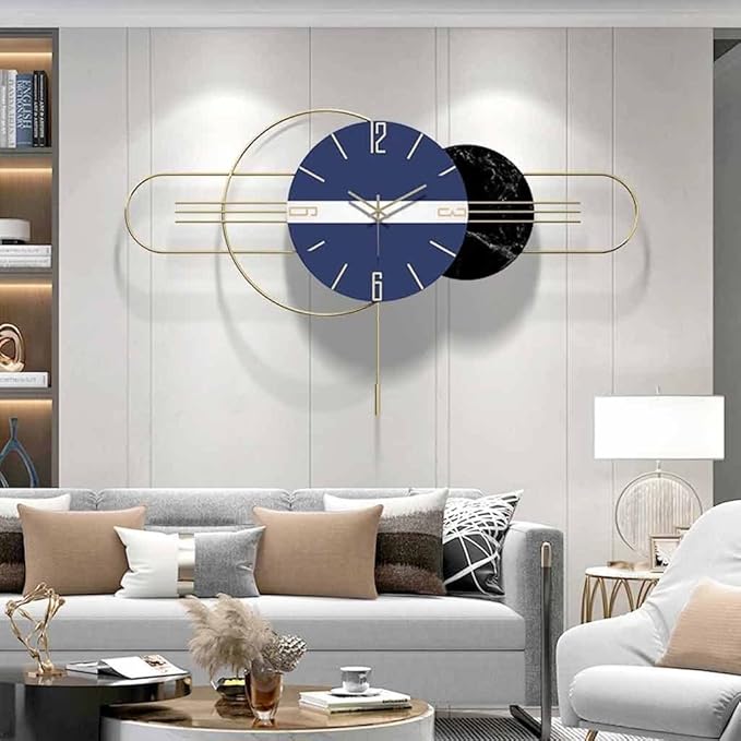 Metal Muse - Large Blue Wall Clock with Artistic Inspiration