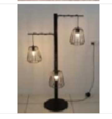 Industrial Three-Arm Iron Floor Lamp - Matte Black Elegance
