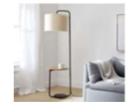 Modern Dome Floor Lamp with LED Light & Table Shelf, Melody Shellacs Metal Design