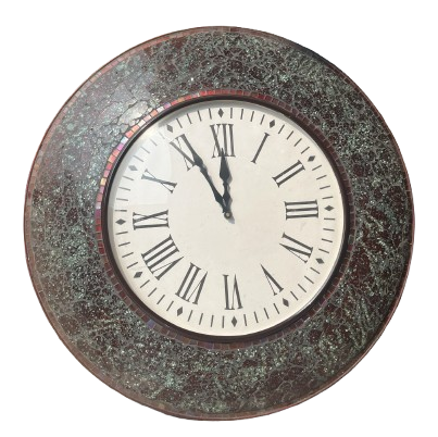 Rustic Green Mosaic Wall Clock with Roman Numerals - Timeless Home Décor