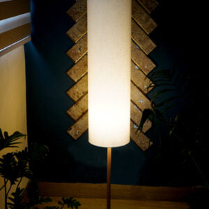 Chic Cylinder Shape Floor Lamp with Wooden Base, Warm Atmosphere