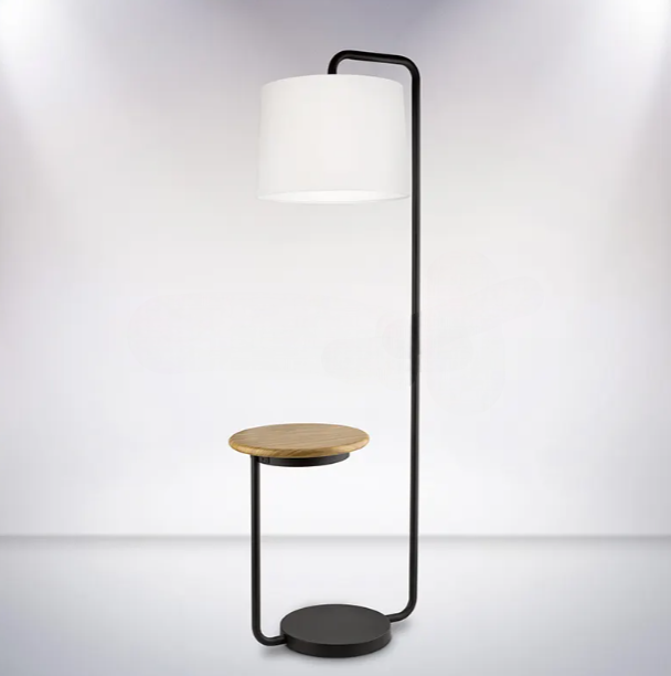 Modern Dome Floor Lamp with LED Light & Table Shelf, Melody Shellacs Metal Design