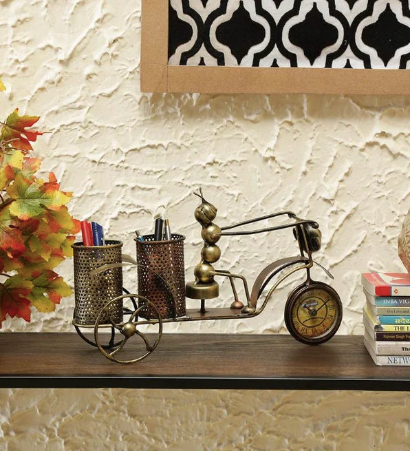 Bicycle Desk Organizer with Clock