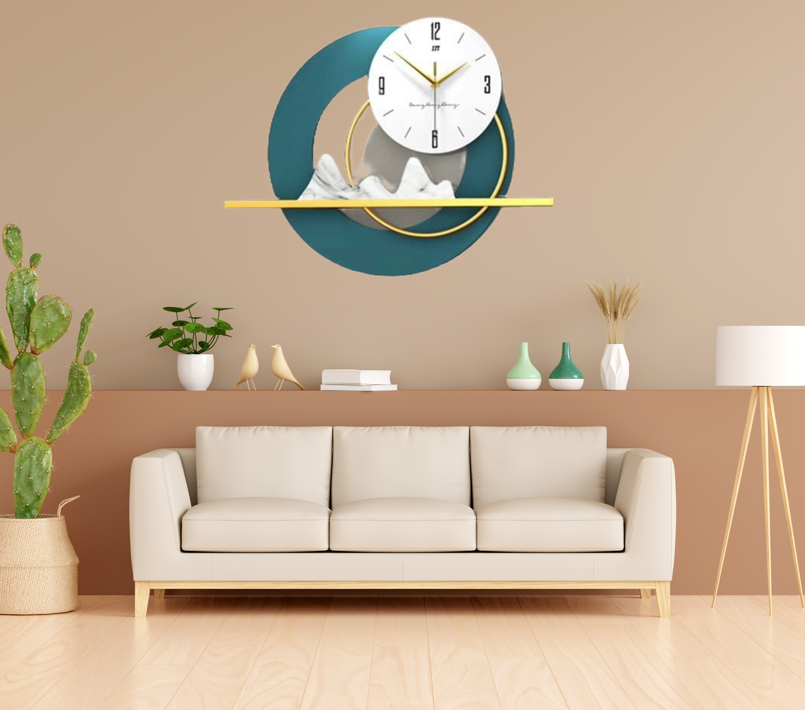 Living Room Luxury - Wall Clock with Elegant Background and Timeless Charm