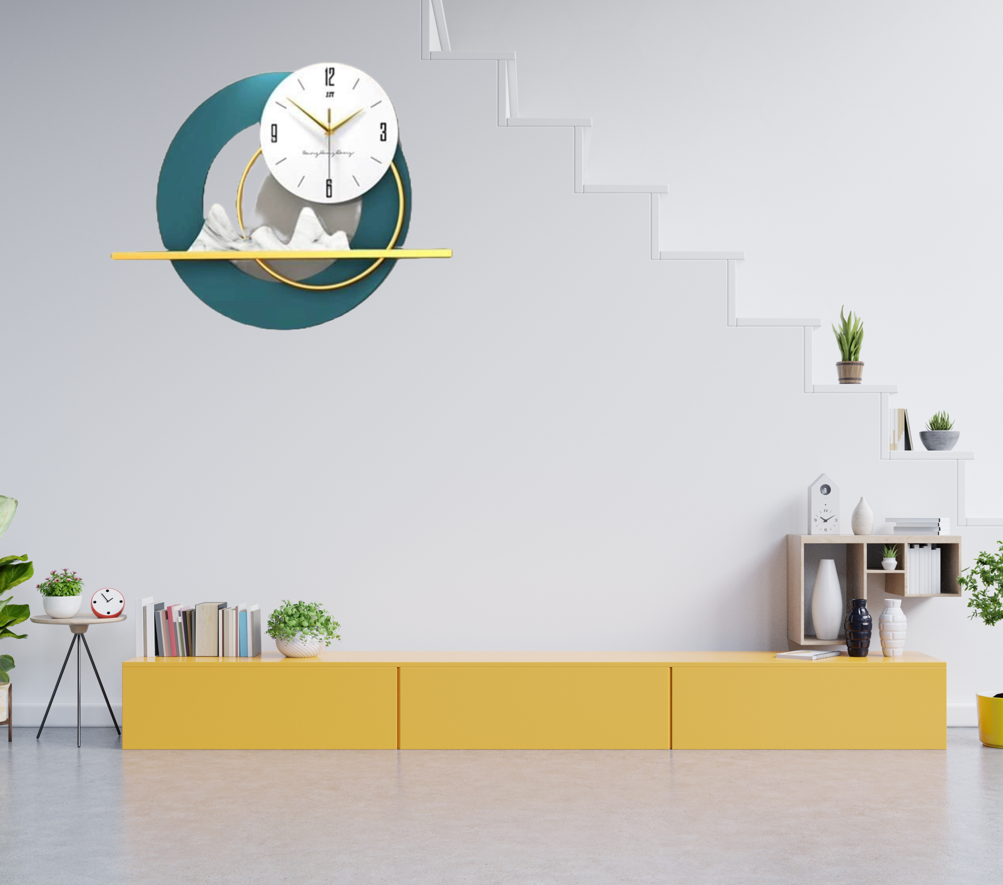 Living Room Luxury - Wall Clock with Elegant Background and Timeless Charm