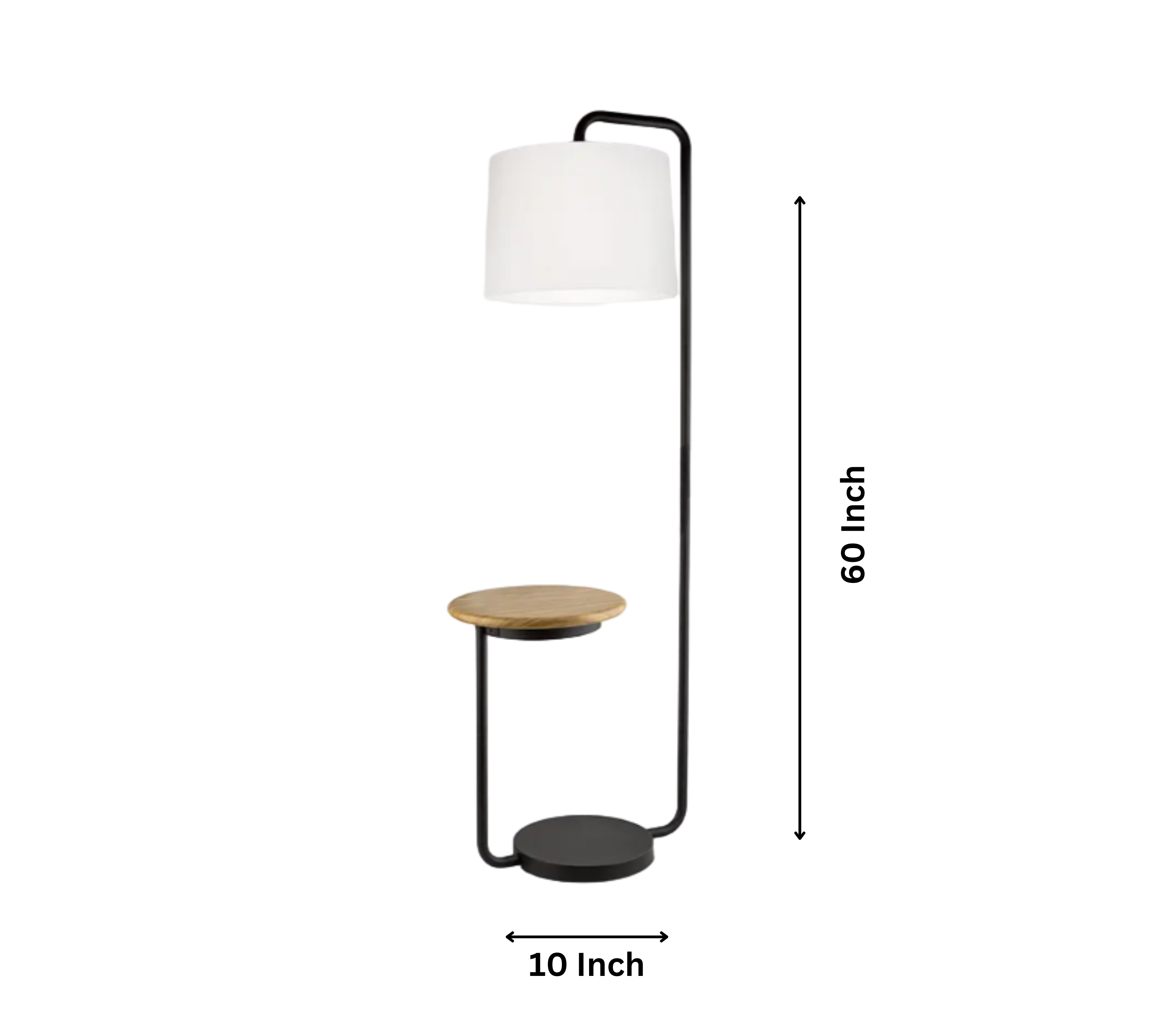 Modern Dome Floor Lamp with LED Light & Table Shelf, Melody Shellacs Metal Design