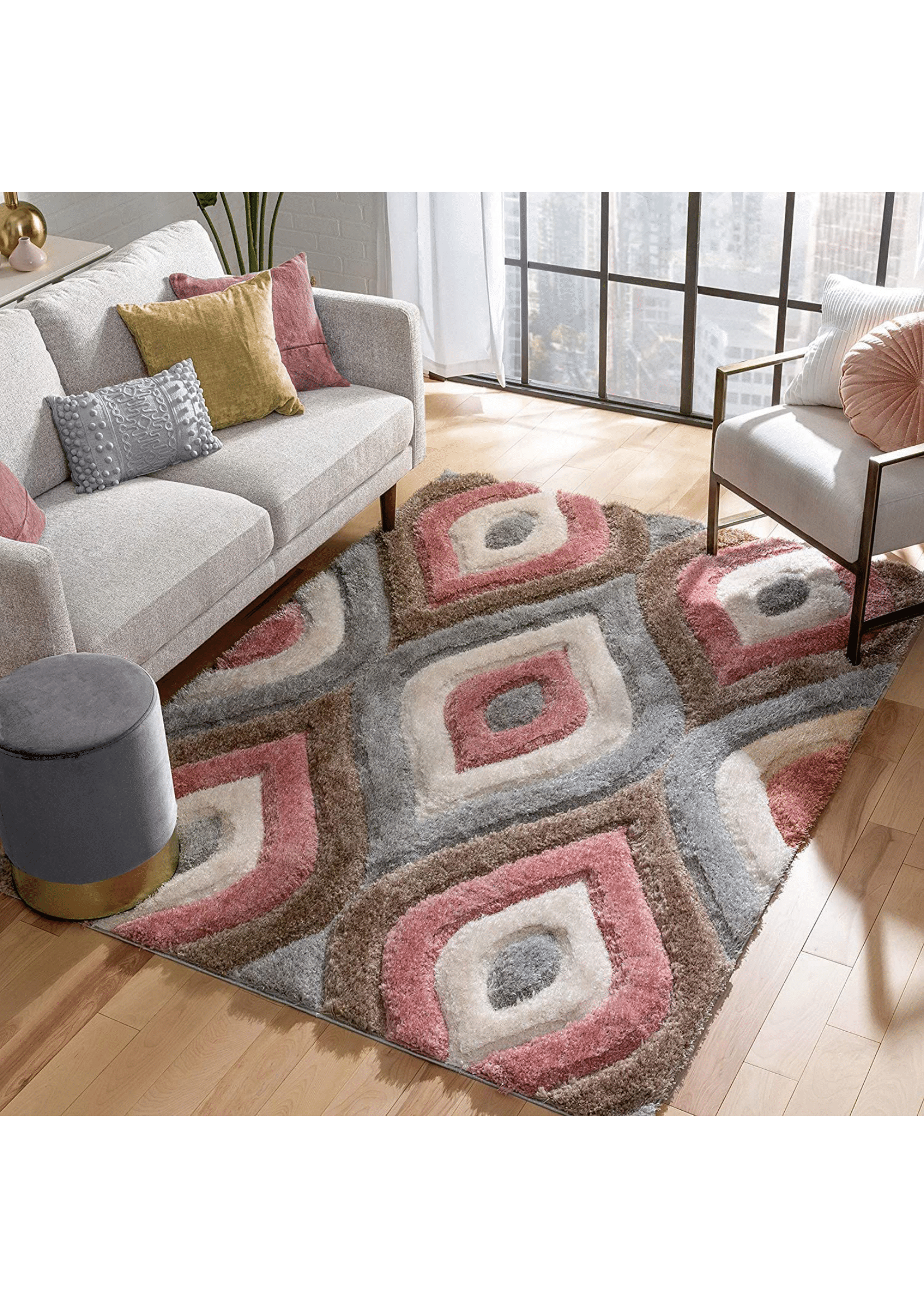 Abstract Elegance: Gray Geometric Rug