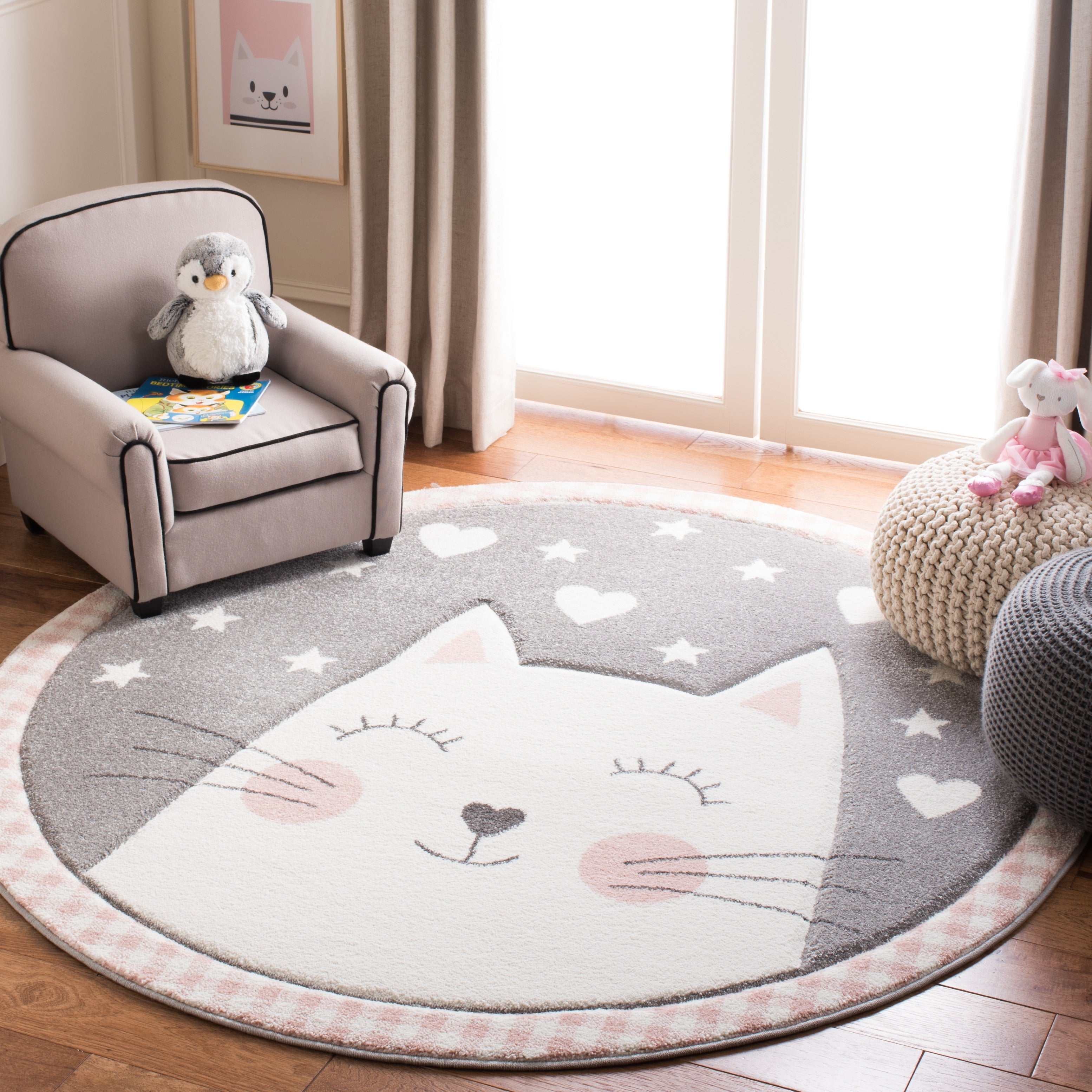 Whimsical Cat Face Plush Rug