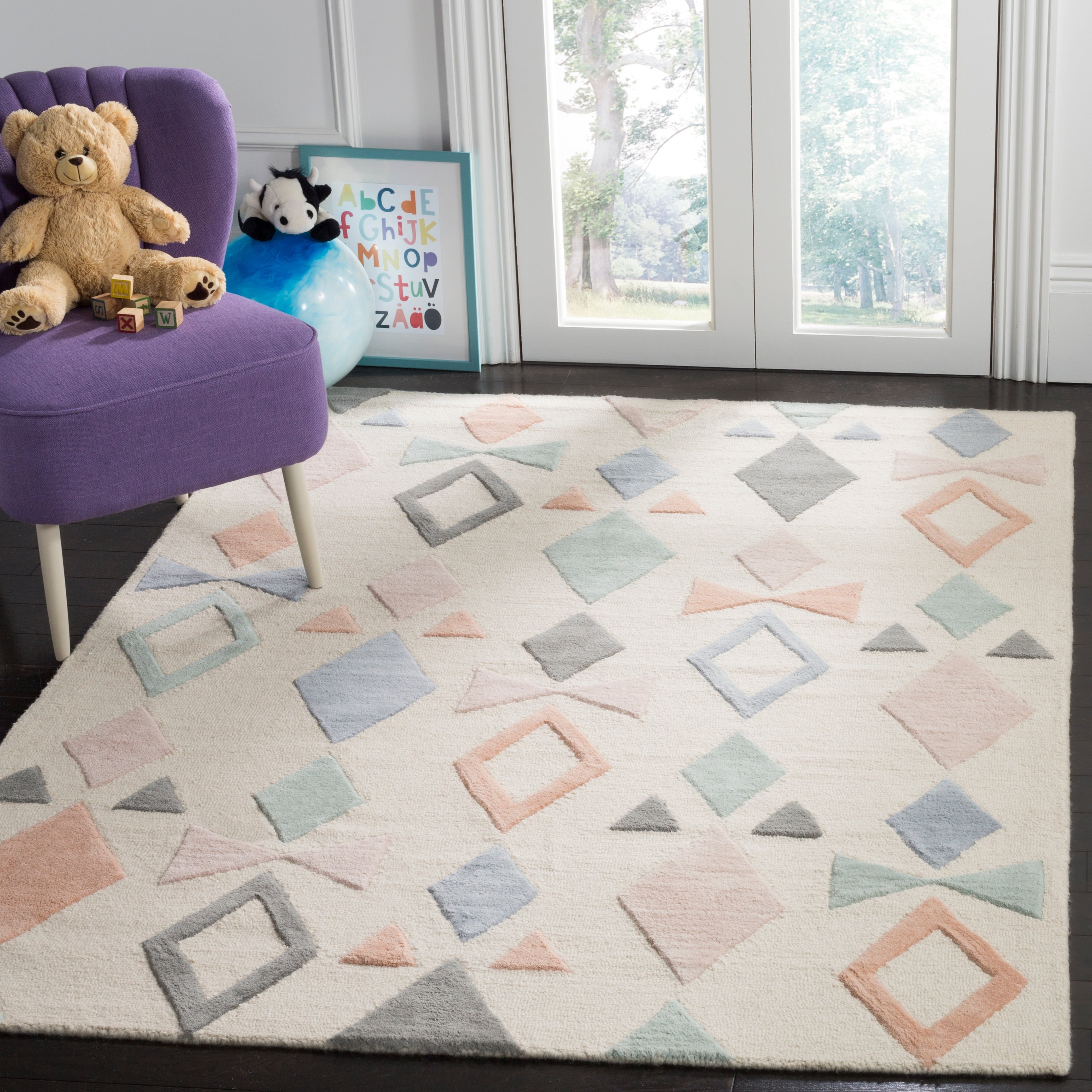 Pastel Geometric Elegance Plush Area Rug