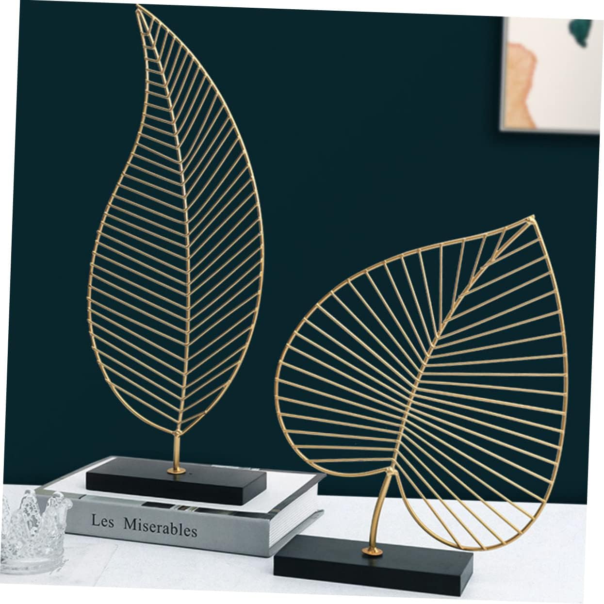 Stainless Steel Leaf Art Pieces - Set of 2 with Elegant Design