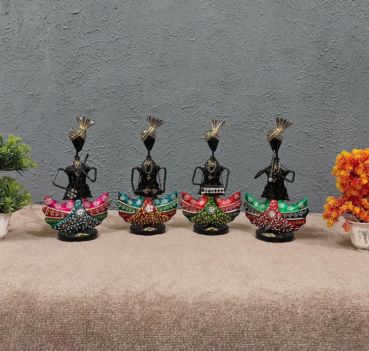 Dhokra Art Tribal Dancer Figurines (Set of 4)