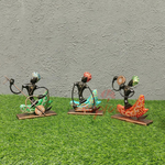 Metal Tribal Musician Figurines (Set of 3)