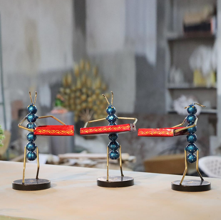 Colorful Ant Trio Figurines with Trays