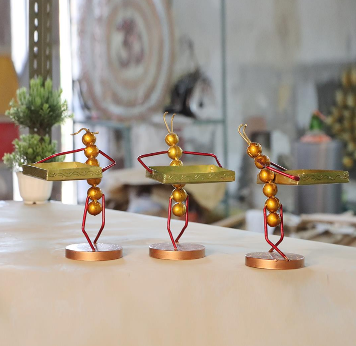 Colorful Ant Trio Figurines with Trays