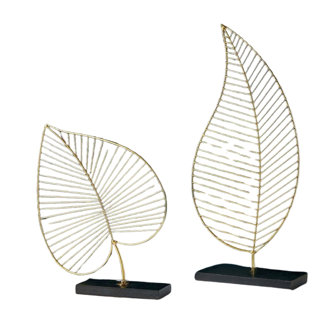 Stainless Steel Leaf Art Pieces - Set of 2 with Elegant Design