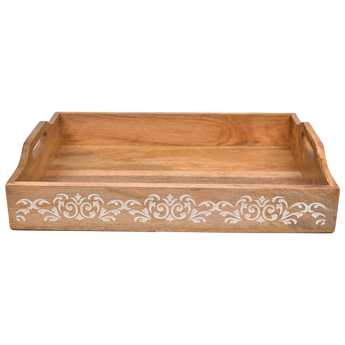 White Floral Carving Serving Tray