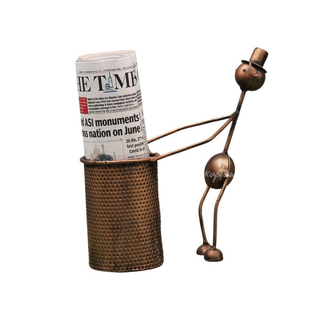 Quirky Metal Man Newspaper Holder