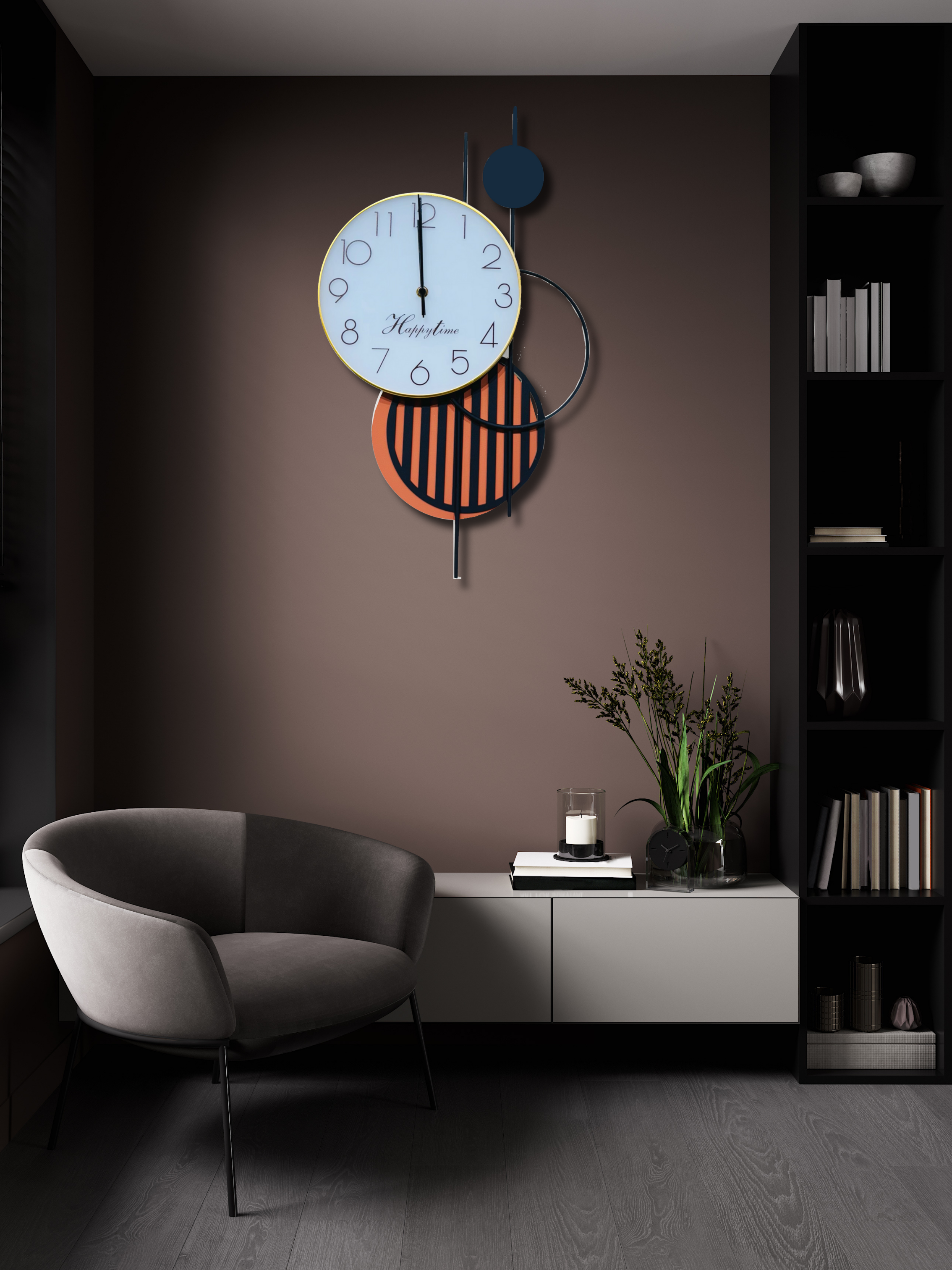 Colorful and Stylish Wall Clock with Geometric Artistic Patterns - 60CM X 35CM