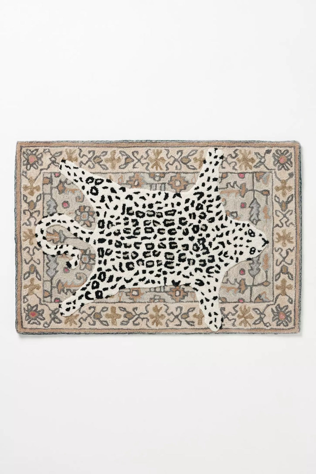 Switzerland Collections Animal Print Vintage Persian Style Area Rug - Custom Sizes Available, Ivory & Black Leopard Design