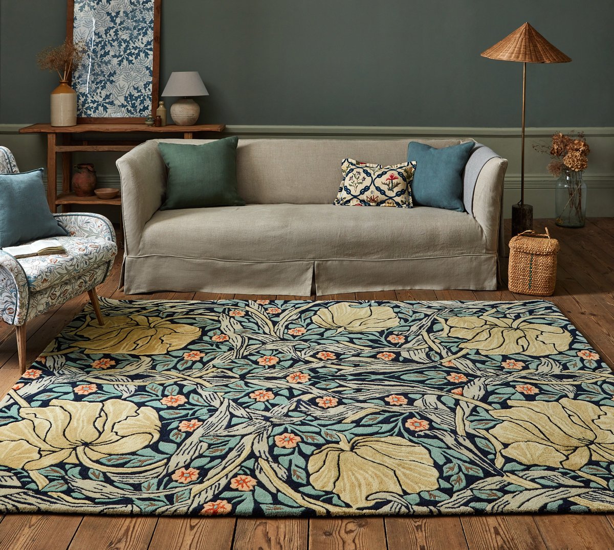 Switzerland Wool Collections Art Nouveau Floral Area Rug - Custom Sizes Available