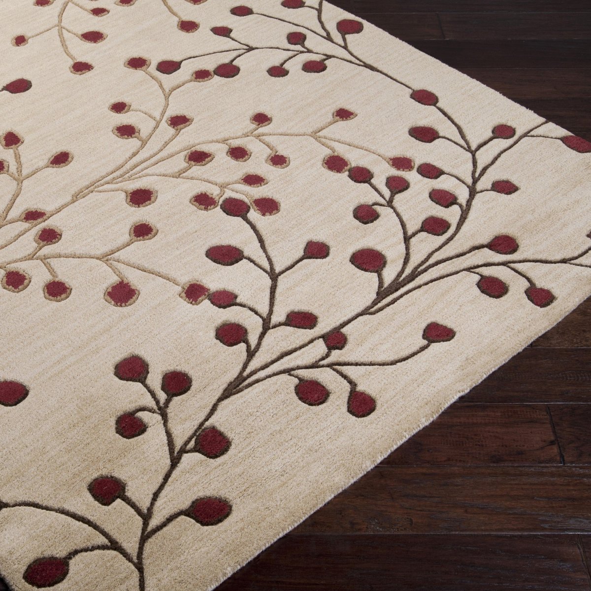 Artistic Floral Branch Design Wool Area Rug - Switzerland Wool Collections - Custom Sizes - Rugs at Nestern