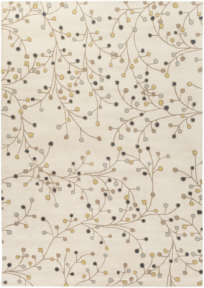 Artistic Floral Branch Design Wool Area Rug - Switzerland Wool Collections - Custom Sizes - Rugs at Nestern