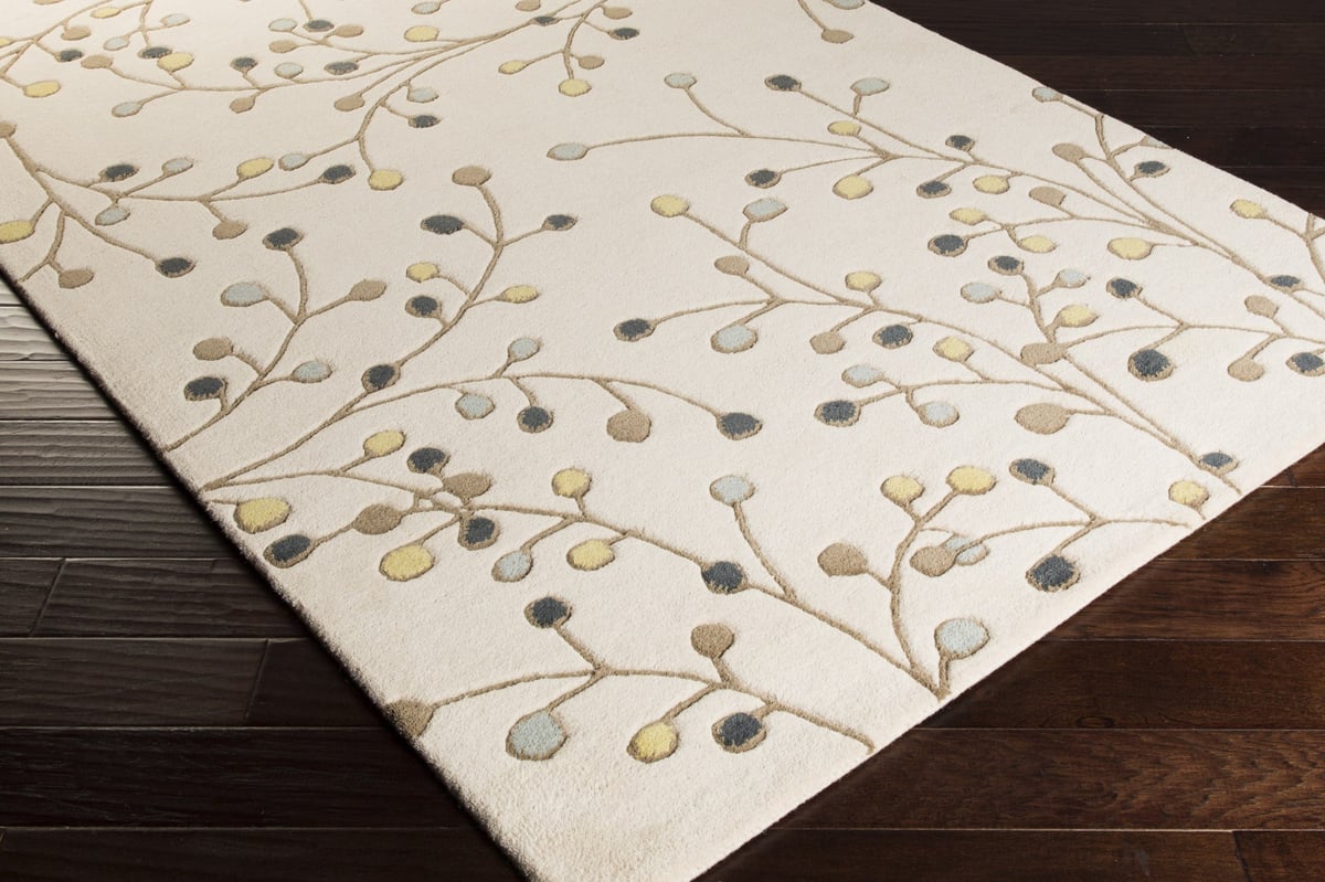 Artistic Floral Branch Design Wool Area Rug - Switzerland Wool Collections - Custom Sizes - Rugs at Nestern