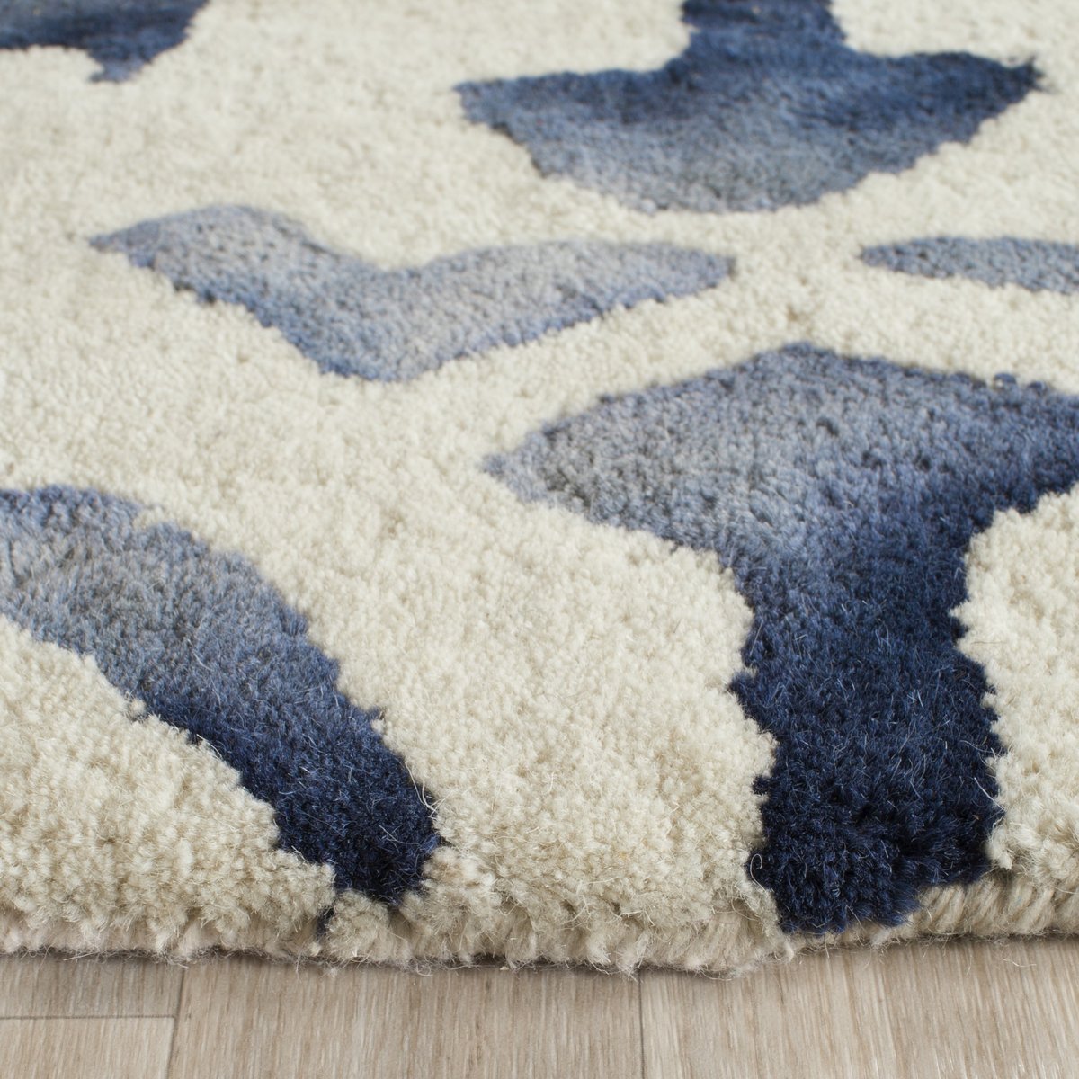 Elegant Blue Floral Medallion Wool Area Rug - Custom Sizes Available - Switzerland Wool Collections