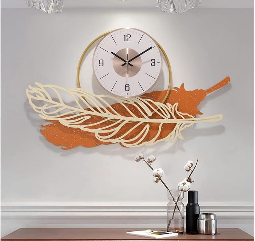 Artistic Feather Wall Clock - Elegant Design for Contemporary Interiors - Home Decor at Nestern