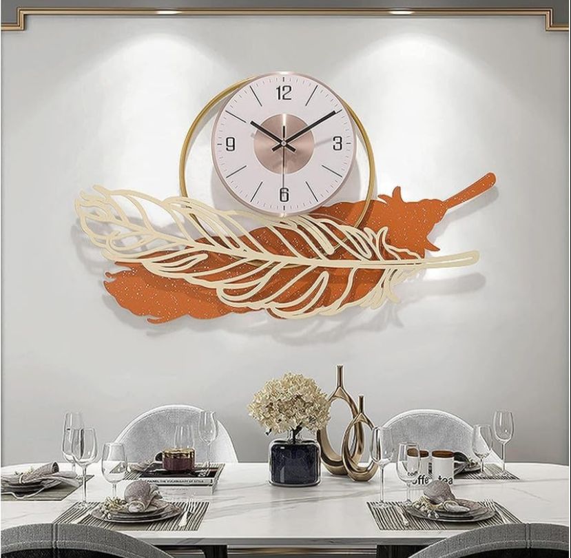 Artistic Feather Wall Clock - Elegant Design for Contemporary Interiors - Home Decor at Nestern