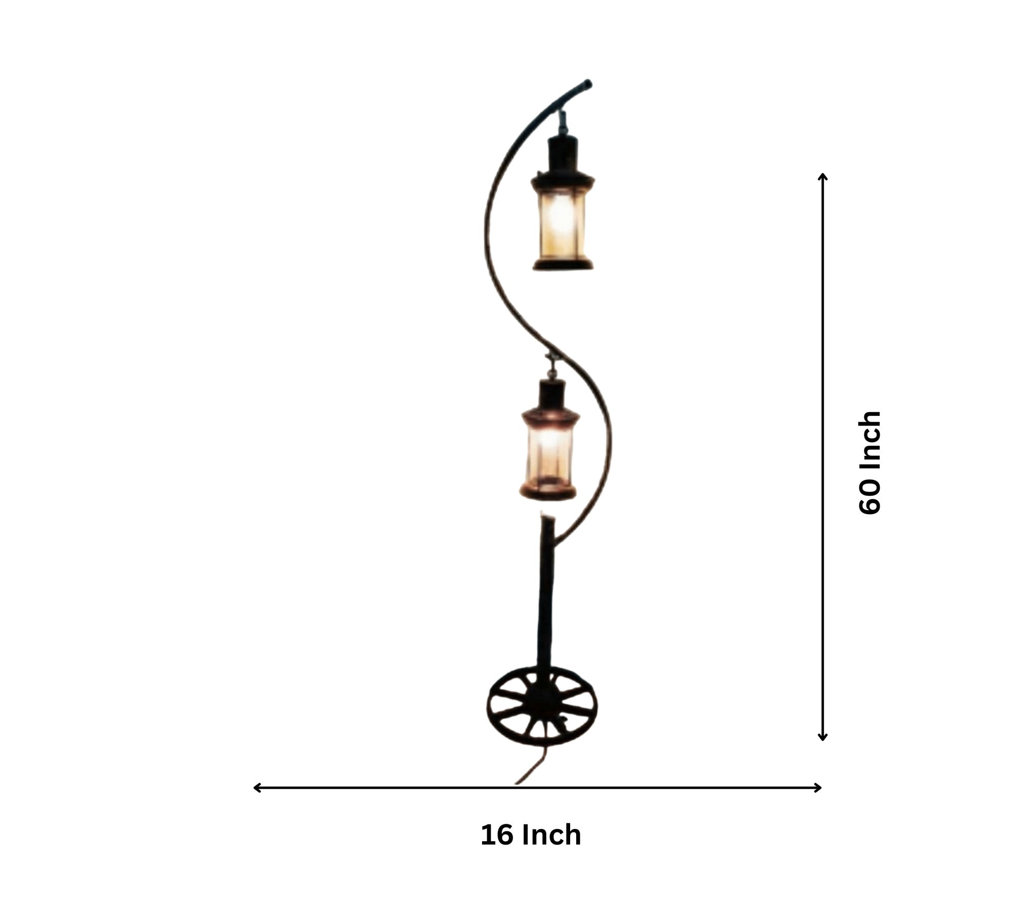 Antique floor lamp with two lanterns - Home Decor at Nestern