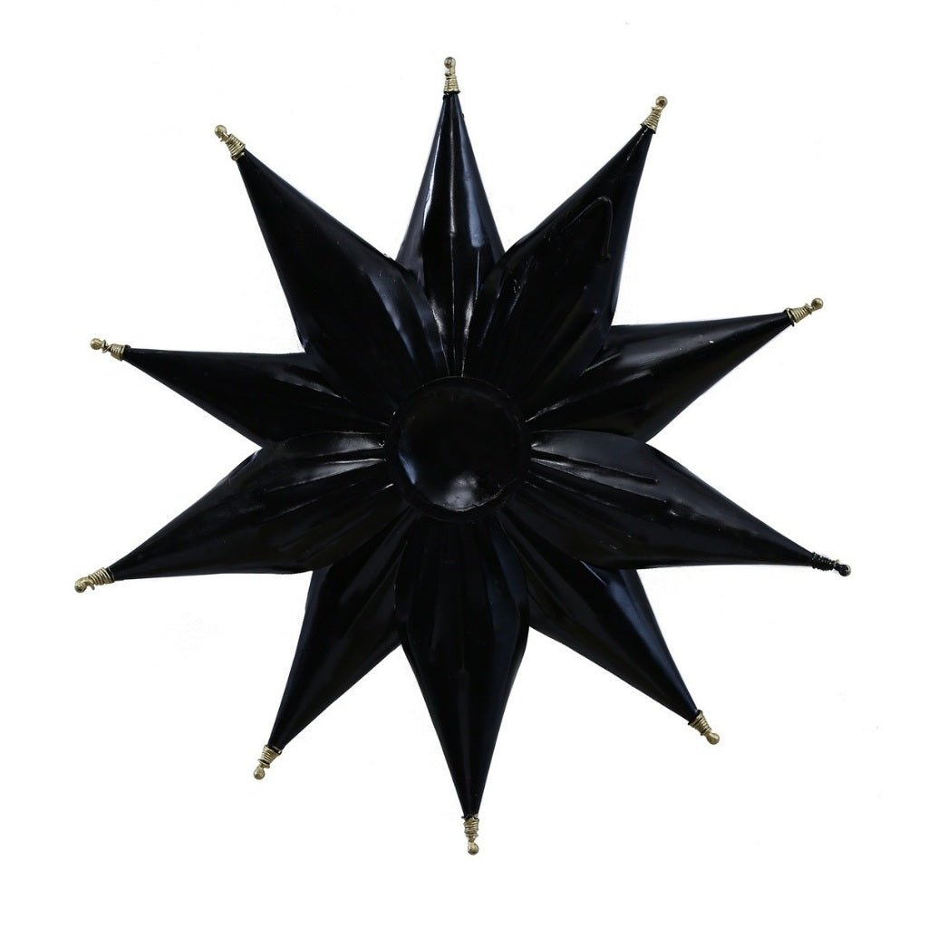 Artisanal Metal Wall Art in Blue & Gold Floral Design – 17 - Inch Decorative Star - Wall Art at Nestern