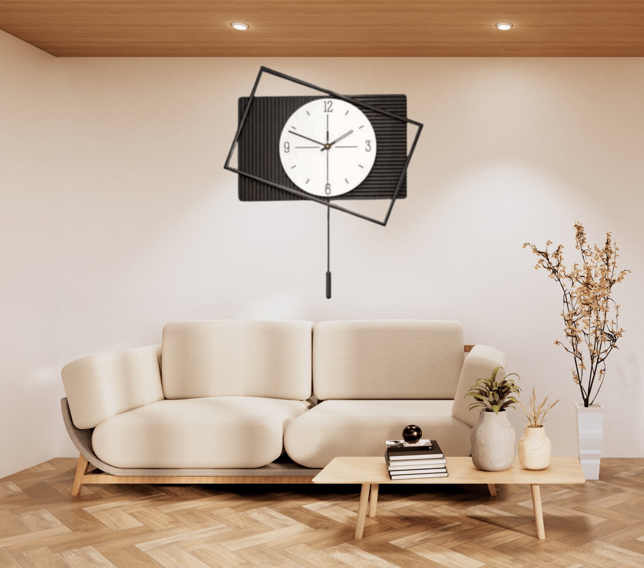 Asymmetrical Wall Clock with Pendulum - Wall Clock at Nestern