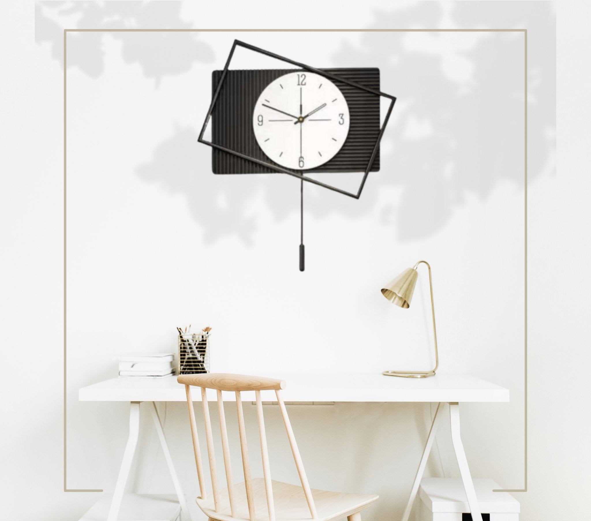 Asymmetrical Wall Clock with Pendulum - Wall Clock at Nestern