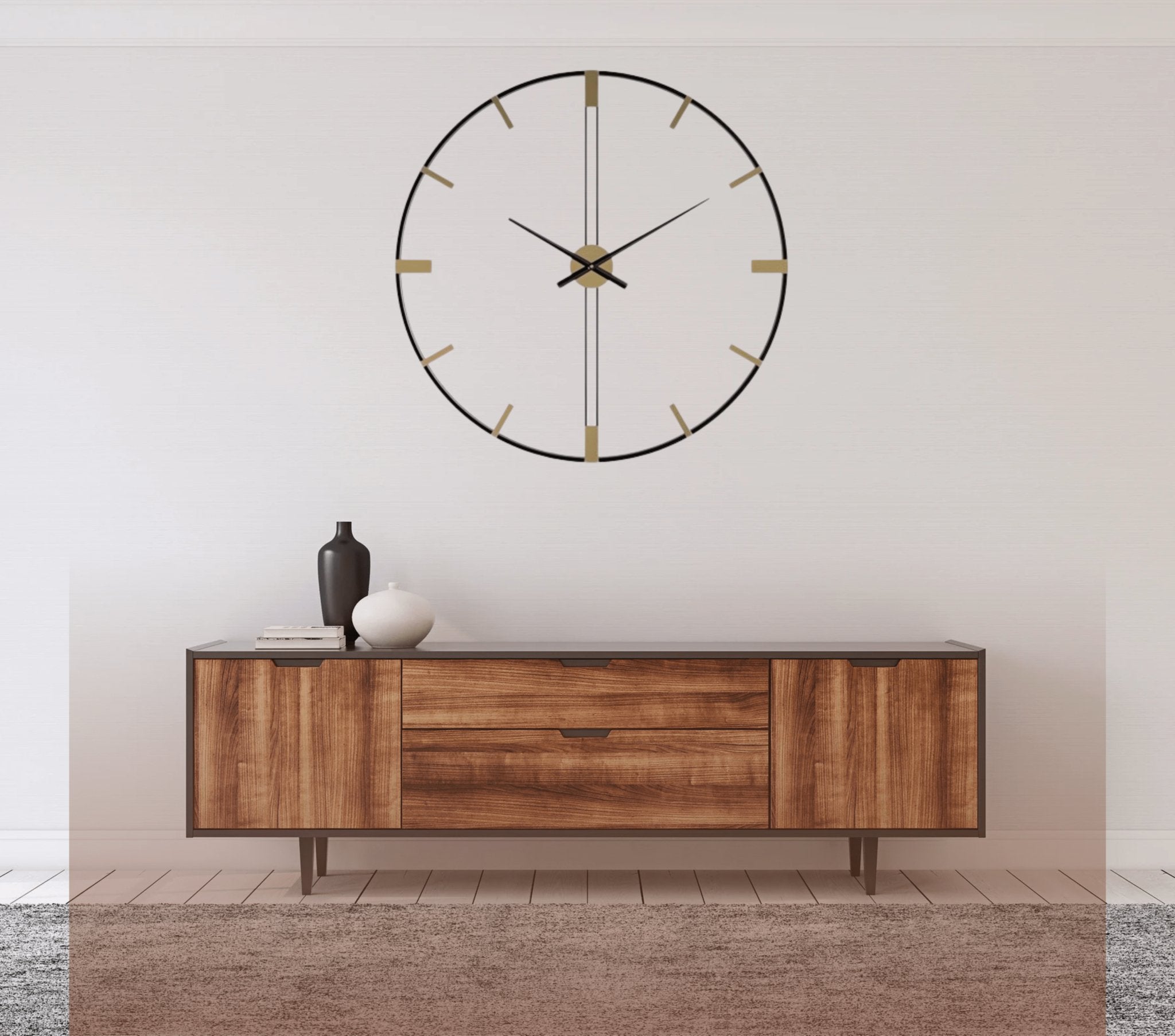 Black and Gold Metal Wall Clock - Wall Clock at Nestern