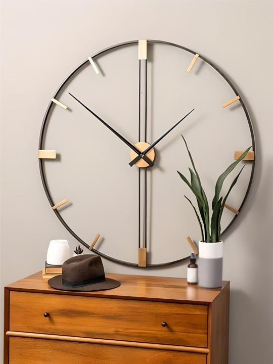 Black and Gold Metal Wall Clock - Wall Clock at Nestern